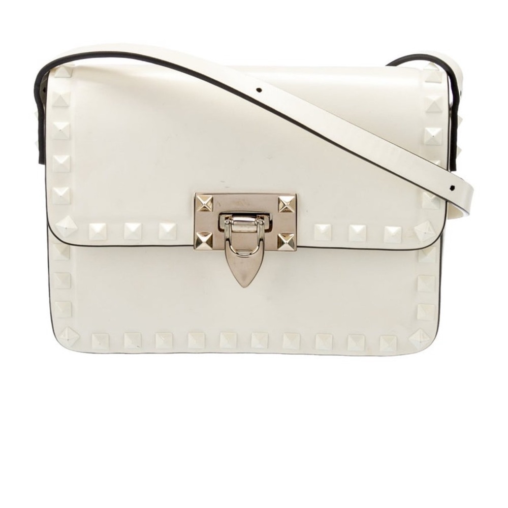 Valentino White Studded Leather Crossbody Bag